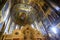 Carved altar ornament and dome decorated with frescoes in the Church of the Savior on Spilled Blood in St. Petersburg, Russia