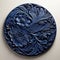 Carved Blue Wall Plaque With Floral Carving - Realistic And Detailed Rendering