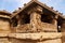 Carved figures and floral patterns on the decorated sober and square pillars of the sabha-mandapa of Lad Khan temple, Aihole, Baga