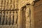Carved figurines and the main entrance doors, Notre Dame Cathedral, Paris, ÃŽle-de-France