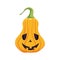 Carved funny pumpkin design. Halloween holiday icon. Pumpkin emotion