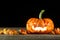 Carved Halloween jack o\' lantern