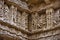 Carved inner walls of Rani ki vav, an intricately constructed stepwell on the banks of Saraswati River. Patan, Gujarat, India