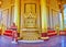 The carved Lion Throne, Kanbawzathadi Golden palace, Bago, Myanmar
