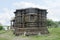 Carved outer wall of the Laxminarayana temple one of the five rock temples inside Bahadurgad, Pedgaon, Taluka Shrigonda, Maharasht