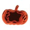 Carved paper cut pumpkin. Thanksgiving treat. Jack o lantern for Halloween party. Vector layered element