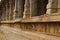 Carved pillars of the inner courtyard, cloisters or pillared verandah. Achyuta Raya temple, Hampi, Karnataka. Sacred Center. View