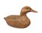 Carved plain wooden duck isolated.
