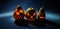 Carved pumpkin on halloween panorama wide photo