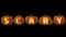 Carved Pumpkin Letters with candle the scary