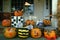 Carved Pumpkins on Porch, Basking Ridge, New Jersey