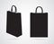 Carved silhouette flat icon, simple vector design. Empty paper bag mockup.