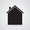 Carved silhouette flat icon, simple vector design. House with roof and chimney for illustration of housing and dwelling. Symbol o