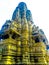 A carved statues temple on white sky background known for it special architecture in historical monuments of gwalior ,india