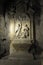 Carved stone alter with figurines in the crypt of Abbaye St-Victor, Marseille, Bouches-du-Rhone, Provence-Alpes-Cote d`Azur