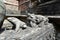 Carved stone animals on a public fountain in Kathmandu, Nepal