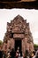 Carved stone facade Narai Bantomsin lintel of Phanom Rung castle in Buriram, Thailand