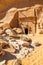 Carved in stone nabataean tomb in Jabal al Banat complex, Hegra, Al Ula, Saudi Arabia