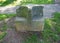 Carved stone seat in Chepstow