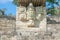 Carved stones at the Mayan ruins in Copan Ruinas, Honduras