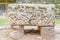 Carved stones at the Mayan ruins in Copan Ruinas, Honduras