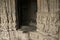 Carved wall outside the sanctum of the Baleshwar temple, one of the five rock temples inside Bahadurgad, Pedgaon, Taluka Shrigonda