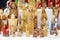Carved wooden Christ statues sold on Easter market in Vilnius, Lithuania