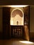 A carved wooden doorway in the Ben Youssef Medersa