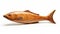 Carved Wooden Fish Sculpture On White Background