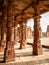 Carving pillars in Qutub Minar in New Delhi, India