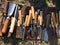 Carving woodcutting chisels. Sculptural chisels for making statues of wood.