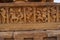 Carvings on the entrance panel. Jain temple, known as Jaina Narayana, Pattadakal, Karnataka. This upper zone of a panel has a seri