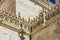 Carvings and gargoyle statues on the walls of the cathedral of Granada, Andalusia, Spain