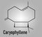 Caryophyllene molecule. Constituent of multiple herbal essential oils, including clove oil. Skeletal formula.