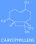 Caryophyllene molecule. Constituent of multiple herbal essential oils, including clove oil. Skeletal formula.