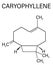 Caryophyllene molecule. Constituent of multiple herbal essential oils, including clove oil. Skeletal formula.