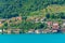 Carzano village on Monte Isola island at Iseo lake in Italy