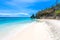 Cas Abao beach - paradise white sand Beach with blue sky and crystal clear blue water in Curacao, Netherlands Antilles, a