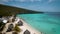 Cas Abou Beach on the caribbean island of Curacao, Playa Cas Abou in Curacao Caribbean tropical white beach with blue