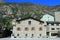 Casa de la Vall facade with a piece of blue sky in Andorra la Vella, Principality of Andorra.