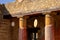 Casa della Gemma in Ercolano with columns. Ruins of ancient roman town Ercolano - Herculaneum, destroyed by the Vesuvius