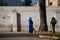 Casablanca, Morocco: 09/07/2019 : Portrait of a muslim woman with her head covered walking in the city center of Casablanca in a