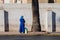 Casablanca, Morocco: 09/07/2019 : Portrait of a muslim woman with her head covered walking in the city center of Casablanca in a