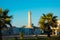 Casablanca, Morocco - November 7, 2017 : view of the famous lighthouse surrounded by a project billboards