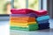 cascade of colorful washable cleaning cloths