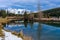 Cascade Ponds park in autumn sunny day. Banff National Park, Canadian Rockies.