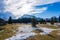 Cascade Ponds park in autumn sunny day. Banff National Park, Canadian Rockies.