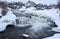 Cascade of winter waterfalls in Almonte