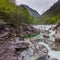 Cascades and rocks of Verzasca river in Canton Ticino