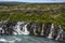 Cascades of scenic Hraunfossar, Iceland